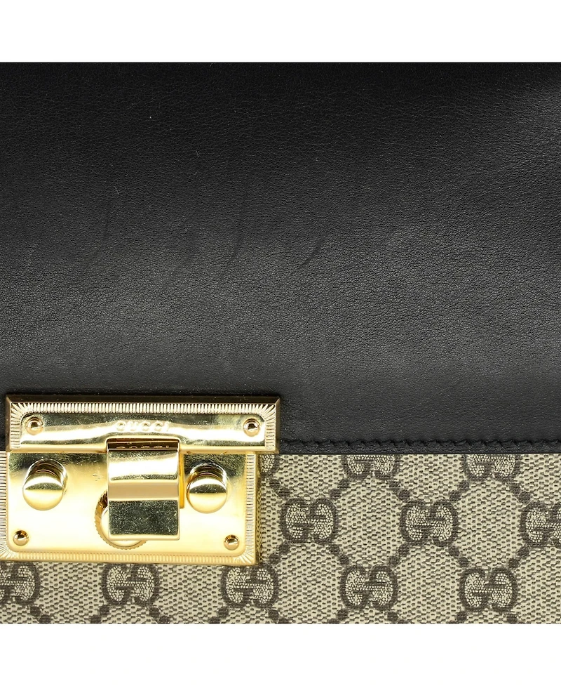 Pre-Owned Gucci Medium Padlock Top Handle Bag Gg Coated Canvas and Leather