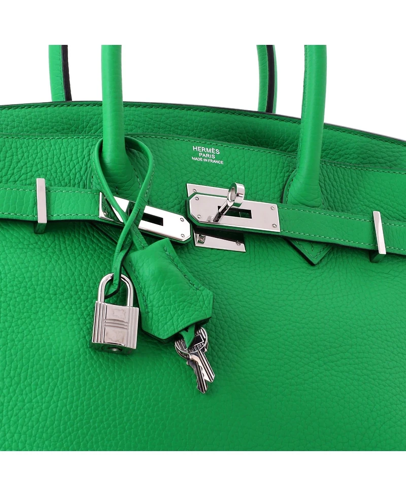 Pre-Owned HERMES Birkin 30 Handbag Green Clemence with Palladium Hardware