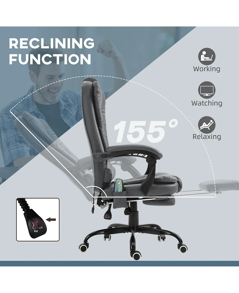 Boyel Living 7-Point Vibrating Massage Office Chair High Back Executive Recliner with Lumbar Support