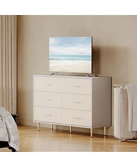 homfan Modern Dresser with 3 to 8 Drawers, Textured Front Storage Chest with Gold-Tone Handles and Legs for Bedroom, Entryway, Living Room