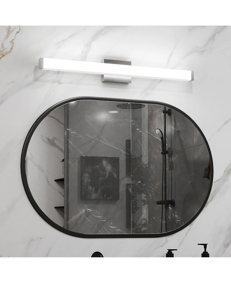 Busdays 33 Inch Brushed Nickel Square Led Bathroom Vanity Light 18W 6000K Wall Bar Fixture Over Mirror