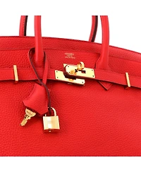 Pre-Owned HERMES Birkin Handbag Red Togo with Gold Hardware