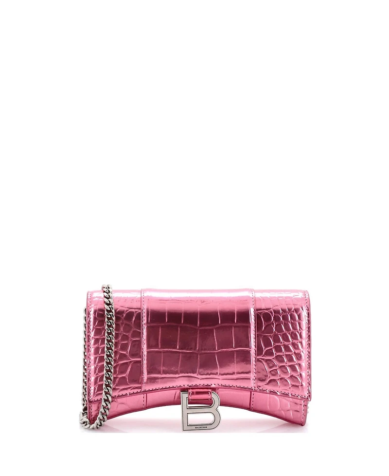 Pre-Owned Balenciaga Hourglass Chain Wallet Embossed Leather