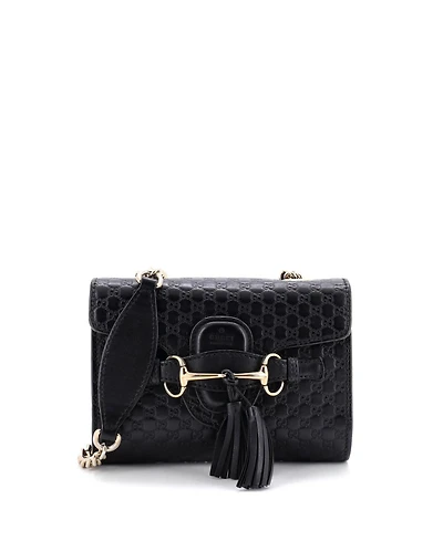 Pre-Owned Gucci Mini Emily Chain Flap Bag Microguccissima Leather