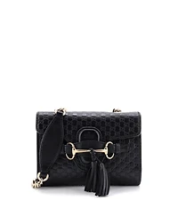 Pre-Owned Gucci Mini Emily Chain Flap Bag Microguccissima Leather