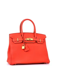 Pre-Owned HERMES Birkin 30 Handbag Orange Togo with Gold Hardware
