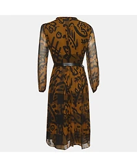 Pre-Owned Burberry Women's Abstract Print Silk Midi Dress