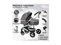 Kinder King Cozi 2 Convertible Baby Stroller, Folding High Landscape Design with Adjustable Canopy and Diaper Bag,