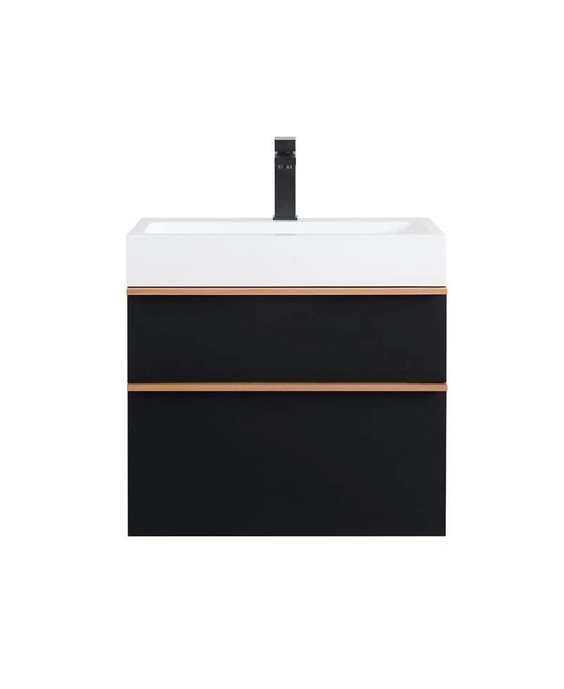 Sillysis Modern Wall Mounted Bathroom Vanity with Acrylic Sink, Dual-Tone Wood Handles, Soft Close Drawers