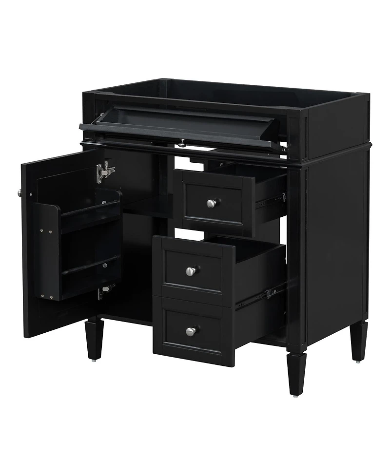 Sillysis 29.3 Inch Modern Solid Wood Mdf, Tip-Out Drawer, Adjustable Shelf, Roman Legs for Small Bathroom