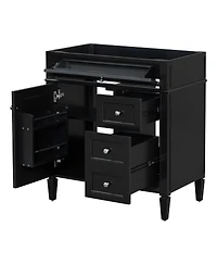 Sillysis 29.3 Inch Modern Solid Wood Mdf, Tip-Out Drawer, Adjustable Shelf, Roman Legs for Small Bathroom