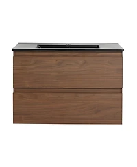 Sillysis Inch Wall Mounted Bathroom Vanity with Ceramic Sink, Soft Close Drawers