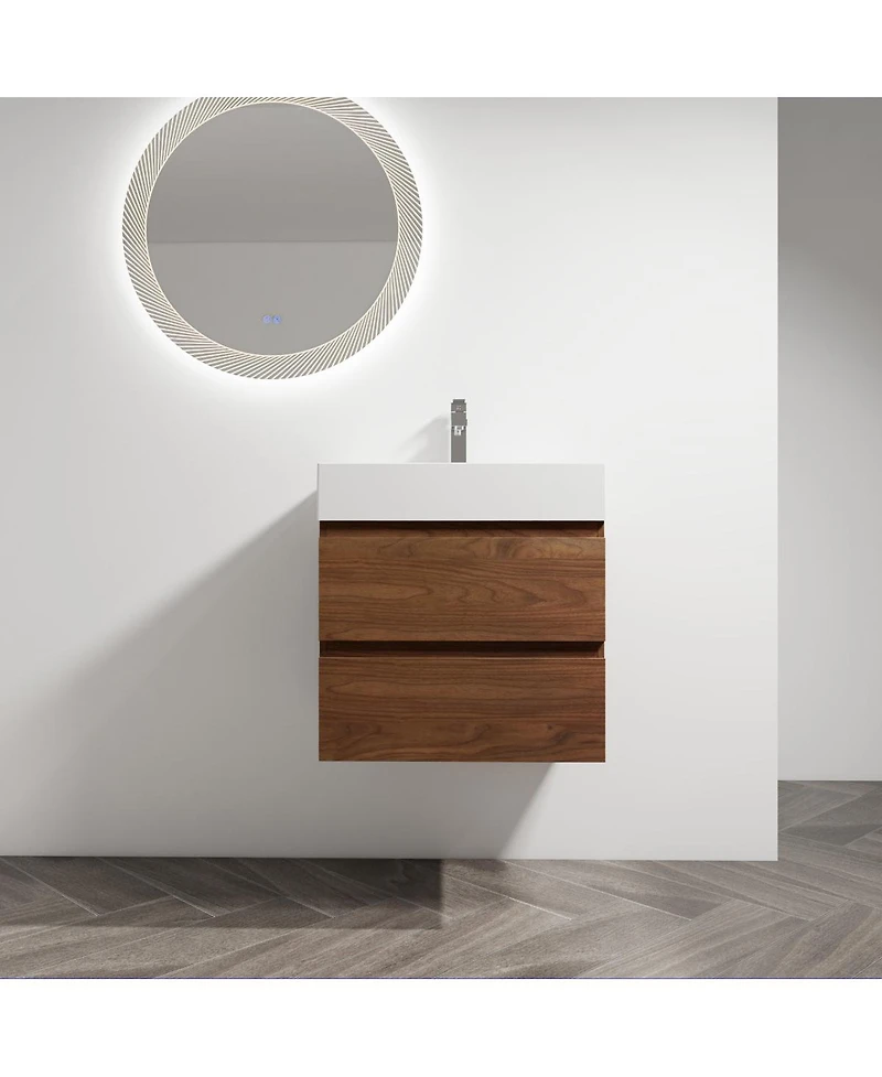 Sillysis Inch Wall Mounted Bathroom Vanity with Resin Sink, Soft Close Drawers
