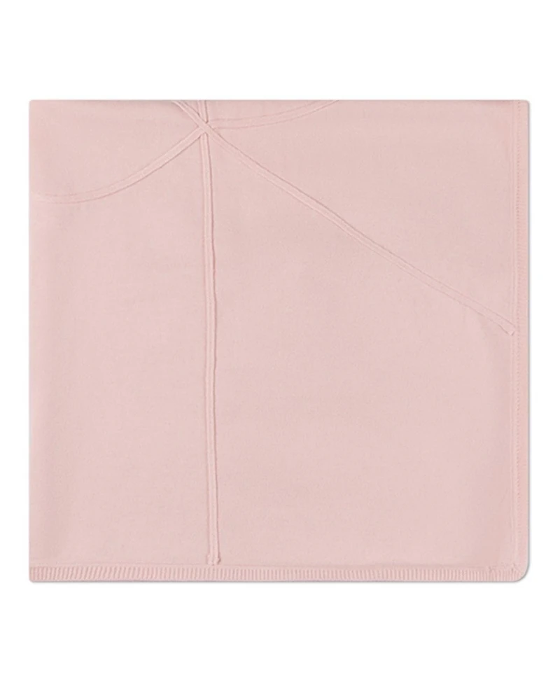 MeMoi Baby Girls 100% Cotton Fine-Gauge Knit Blanket with Tonal Knit Bow
