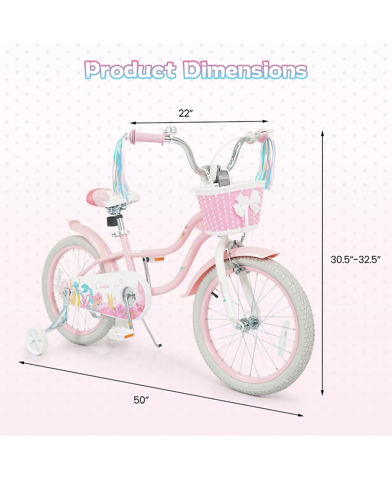 Gymax Kids Bike Toddler Bicycle with Training Wheels Hand and Coaster Brakes