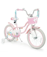 Gymax Kids Bike Toddler Bicycle with Training Wheels Hand and Coaster Brakes