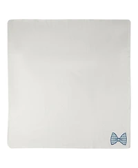 MeMoi Baby Boys "Put A Bow On It" 100% Cotton Embroidered Swaddle Blanket
