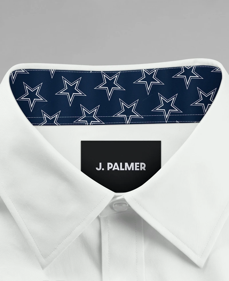 J. Palmer Men's White Dallas Cowboys Man-In-Motion Long Sleeve Button-Up Dress Shirt