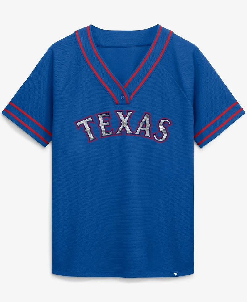 Fanatics Women's Royal Texas Rangers Diva Race Ahead Raglan V-Neck T-Shirt
