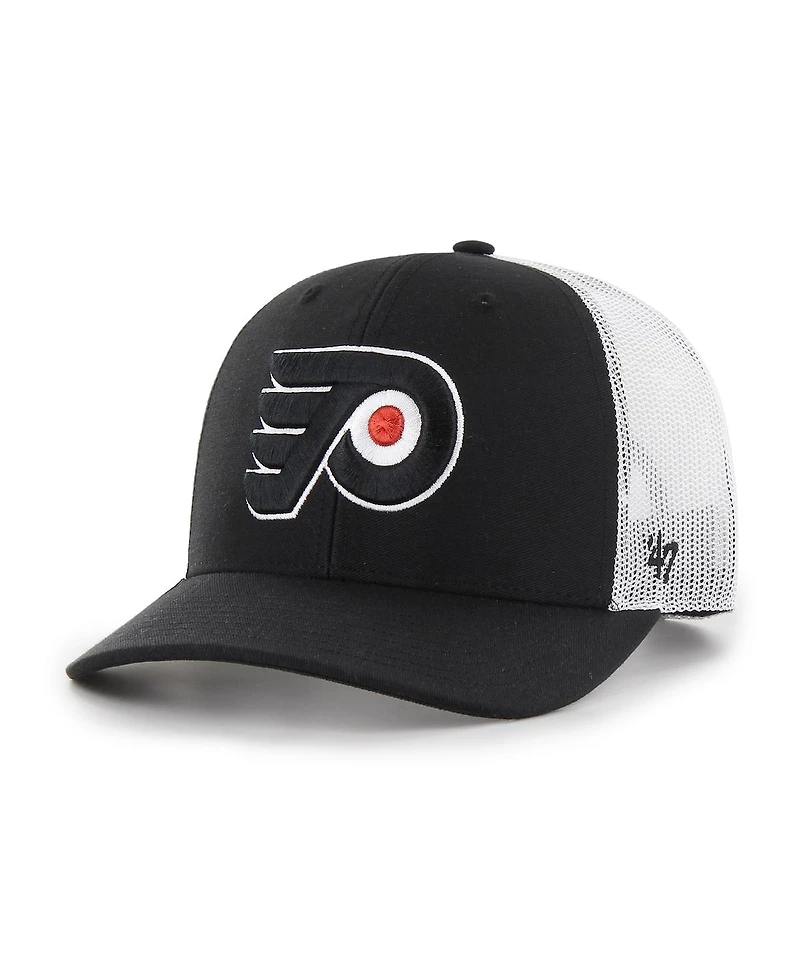 '47 Brand Men's Black/White Philadelphia Flyers Logo Trucker Adjustable Hat