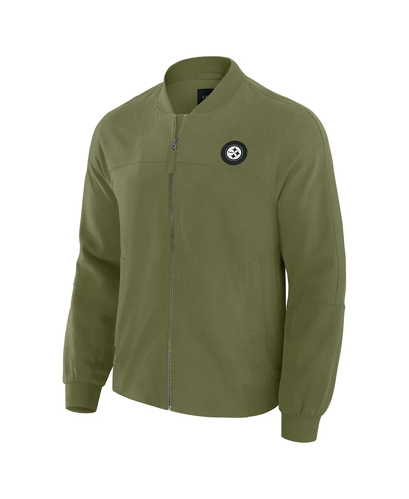 J. Palmer Men's Olive Pittsburgh Steelers Lightweight Cover-4 Tri-Blend Full-Zip Jacket