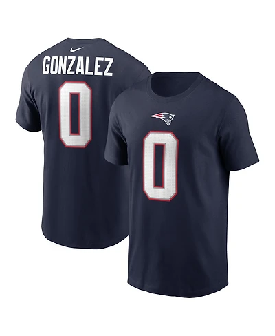 Nike Men's Christian Gonzalez Navy New England Patriots Player Name Number T-Shirt