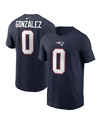 Nike Men's Christian Gonzalez Navy New England Patriots Player Name Number T-Shirt