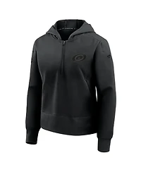 Fanatics Women's Black Carolina Hurricanes Authentic Pro Road Tri-Blend Quarter-Zip Hoodie