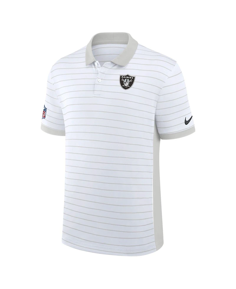 Nike Men's White Las Vegas Raiders Sideline Victory Stripe Dri-fit Polo Shirt