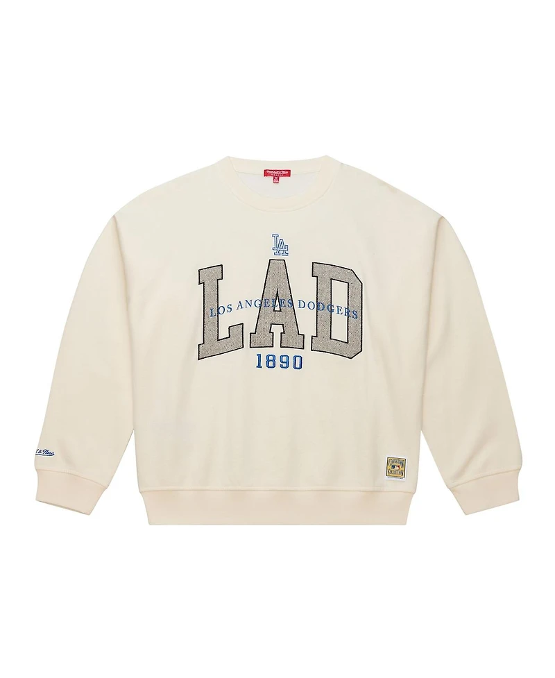 Mitchell & Ness Women's Cream Los Angeles Dodgers Premium Crewneck Sweatshirt