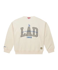 Mitchell & Ness Women's Cream Los Angeles Dodgers Premium Crewneck Sweatshirt