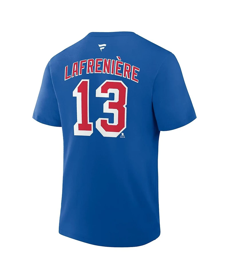 Fanatics Men's Alexis Lafreniere Blue New York Rangers Authentic Stack Name Number T-Shirt