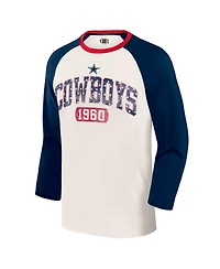 Fanatics Men's White/Navy Dallas Cowboys Americana 3/4 Sleeve Raglan T-Shirt