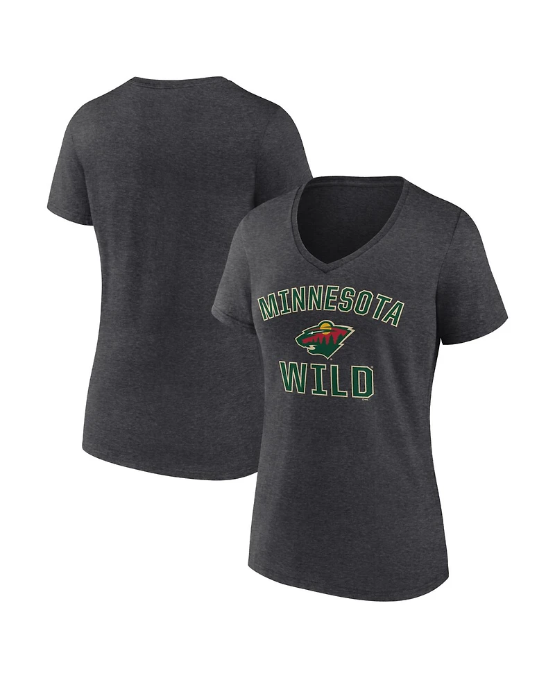 Logo Athletic Women's Heather Charcoal Minnesota Wild Arch Victory V-Neck T-Shirt