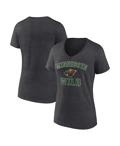 Logo Athletic Women's Heather Charcoal Minnesota Wild Arch Victory V-Neck T-Shirt