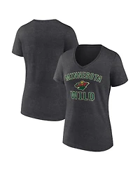 Logo Athletic Women's Heather Charcoal Minnesota Wild Arch Victory V-Neck T-Shirt