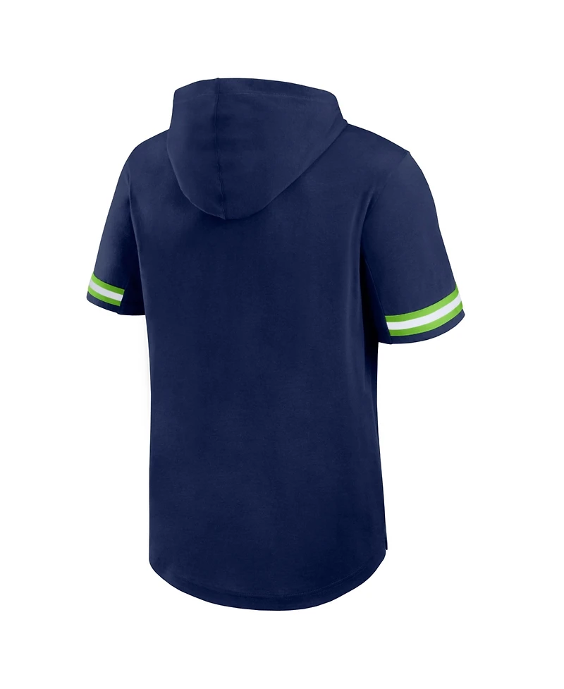 Fanatics Men's College Navy Seattle Seahawks Optimal Play Short Sleeve Hooded T-Shirt