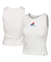 '47 Brand Women's Cream New York Yankees Floral Logo Ribbed Baby Tank Top