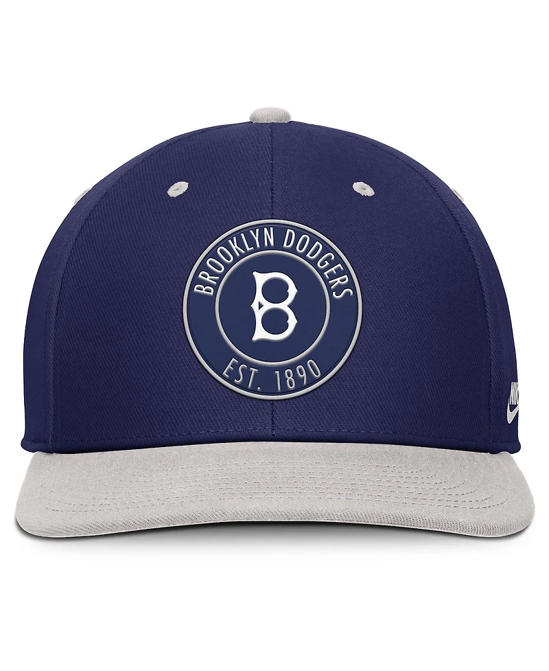 Nike Men's Navy/Silver Brooklyn Dodgers Cooperstown Collection Pro Dri-fit Snapback Hat
