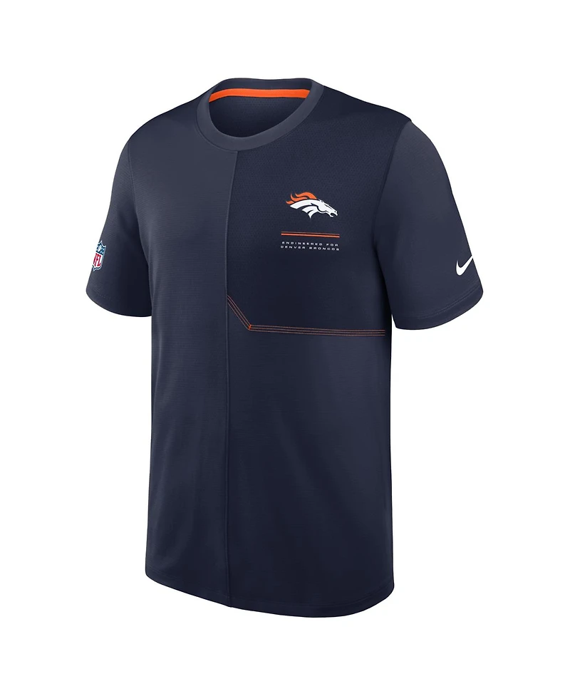 Nike Men's Navy Denver Broncos Sideline Uv Dri-fit Coaches Shirt