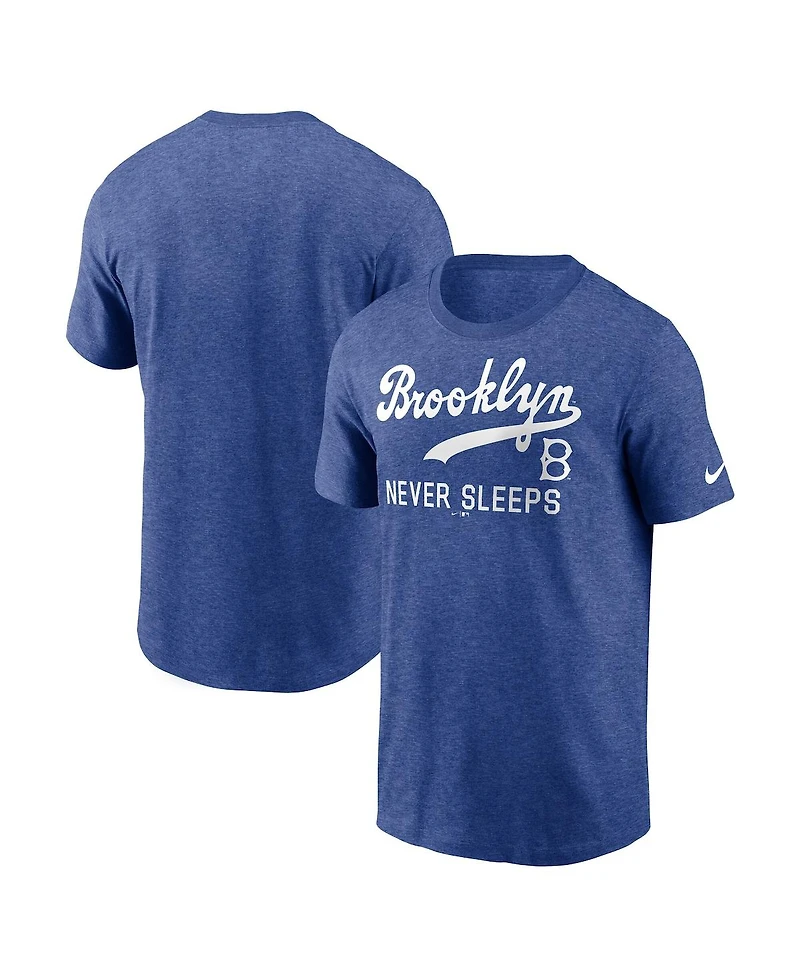 Nike Men's Heather Royal Brooklyn Dodgers Brooklyn Never Sleeps Tri-Blend T-Shirt