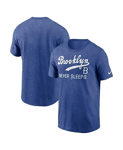 Nike Men's Heather Royal Brooklyn Dodgers Brooklyn Never Sleeps Tri-Blend T-Shirt