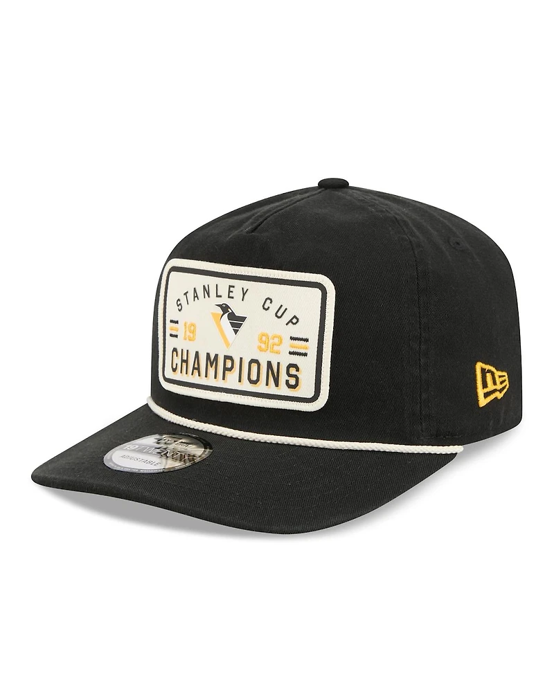 New Era Men's Black Pittsburgh Penguins Throwback Stanley Cup Champions Side Patch 19TWENTY Adjustable Hat