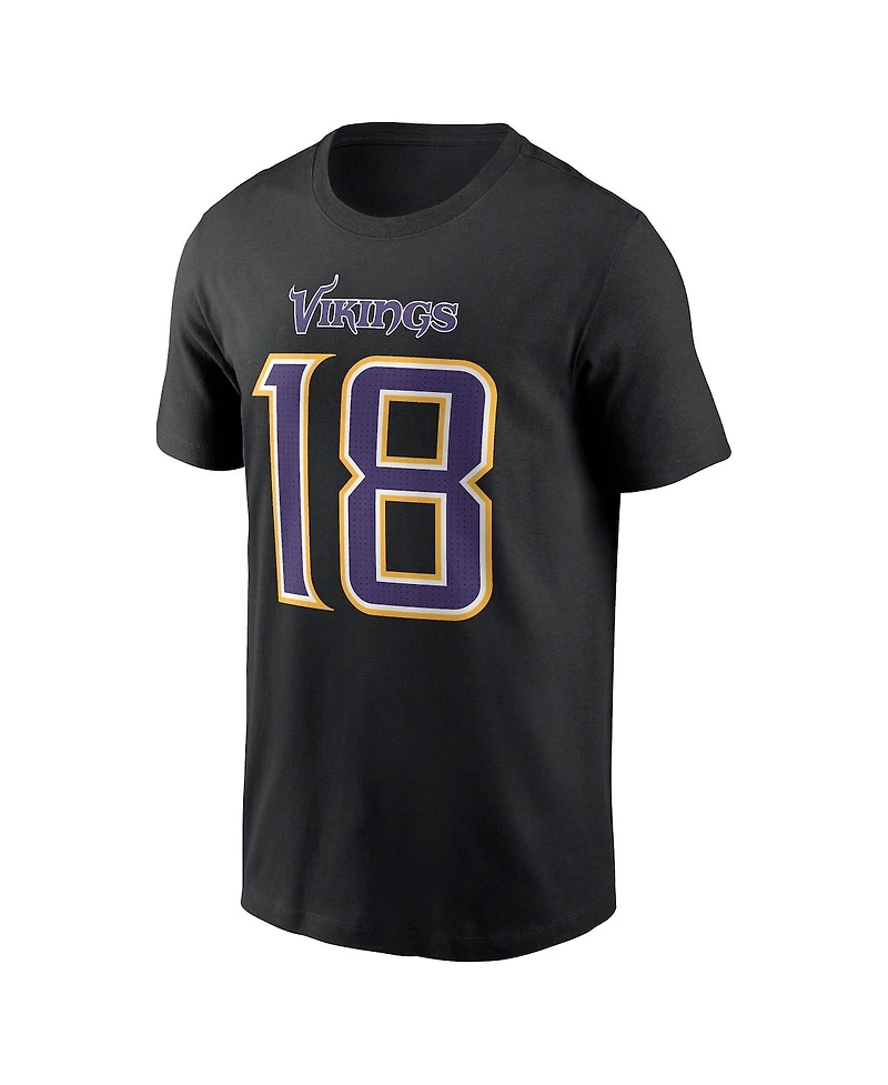 Nike Men's Justin Jefferson Black Minnesota Vikings Carbon Name Number T-Shirt