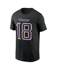 Nike Men's Justin Jefferson Black Minnesota Vikings Carbon Name Number T-Shirt