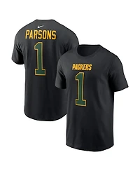 Nike Men's Micah Parsons Black Green Bay Packers Carbon Name Number T-Shirt