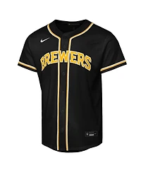 Nike Big Boys and Girls Jackson Chourio Black Milwaukee Brewers Fashion Replica Player Jersey