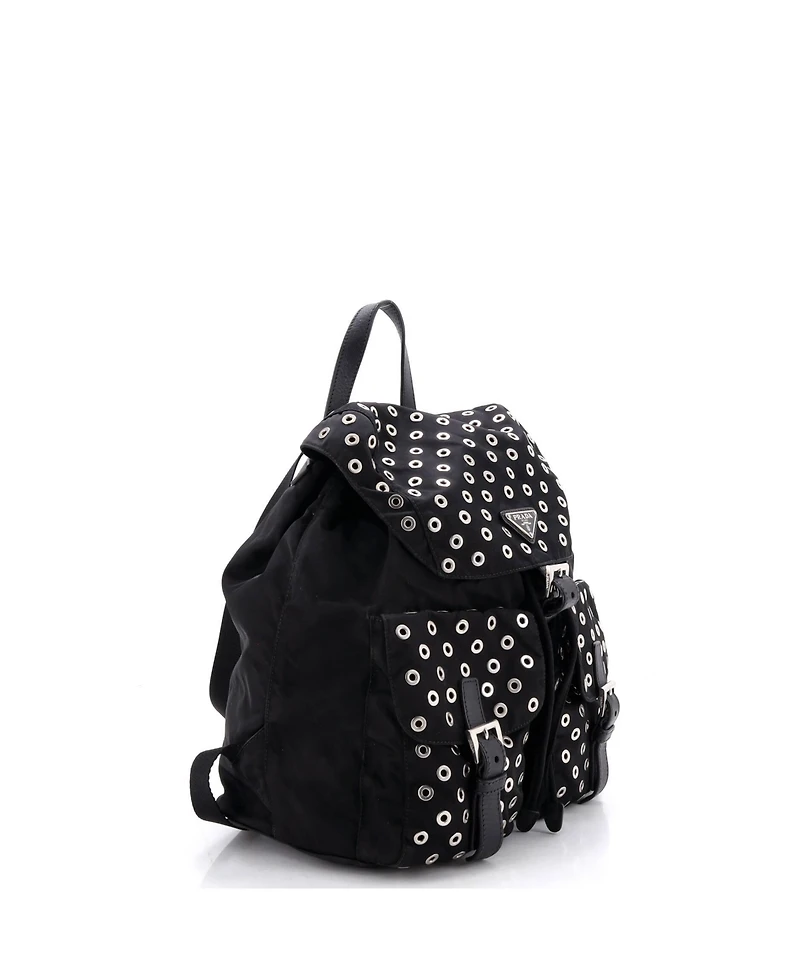 Pre-Owned Prada Medium Double Front Pocket Backpack Tessuto with Grommet Detail