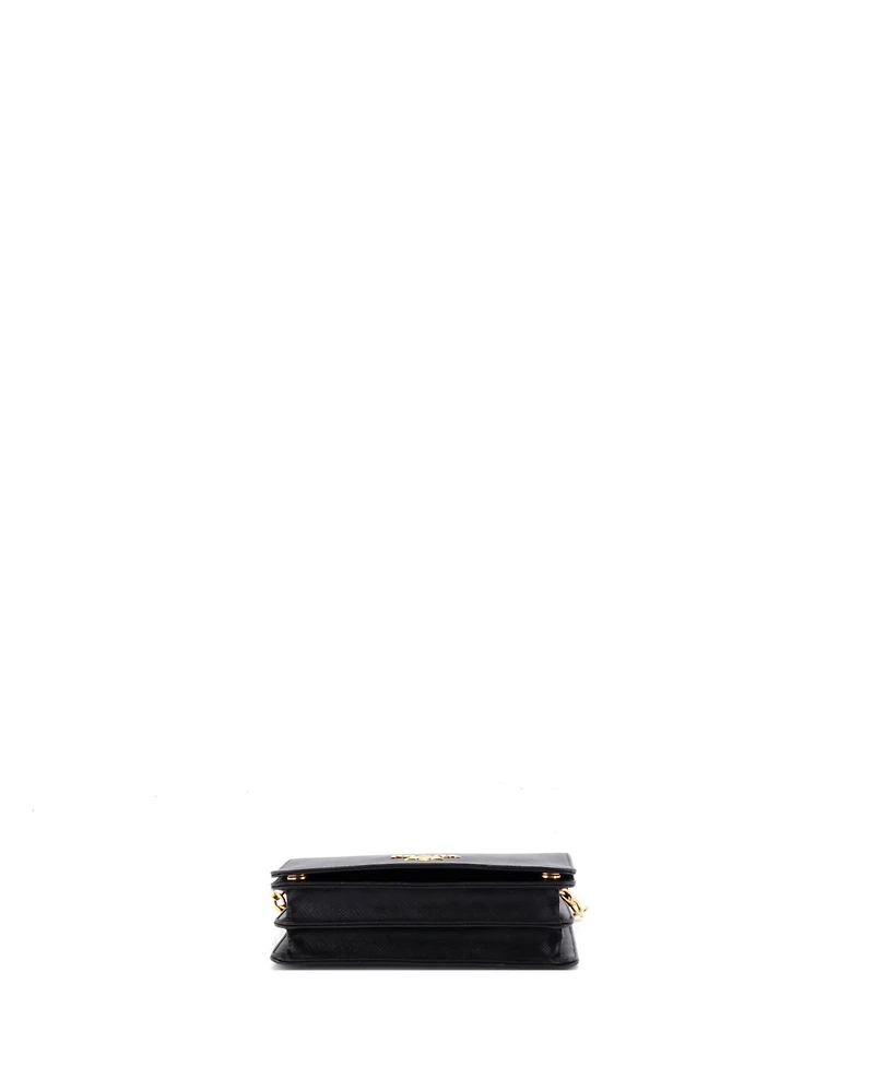 Pre-Owned Prada Chain Wallet Crossbody Saffiano Leather