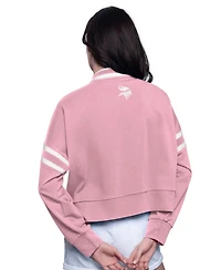 Starter Women's Pink Minnesota Vikings Power Play Cropped Pullover Sweatshirt